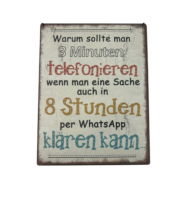 Schild "3 Minuten"